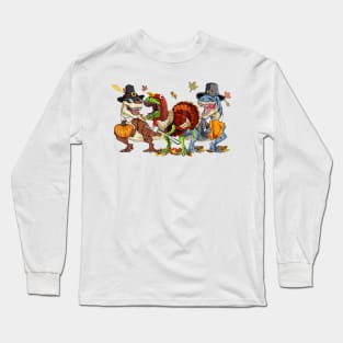 Dinosaur T-rex Turkey Halloween Shirt Long Sleeve T-Shirt